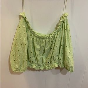 Asos Green Puff Sleeve Top